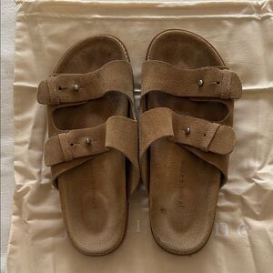 Jenni kayne “Hutton” slide sandal in tan suede, size 40/10